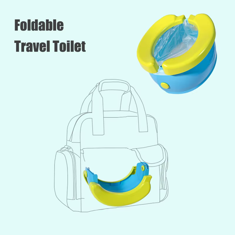 Pot portable pliable pour enfants, pot de voyage pour bébé, siège d'entraînement, extérieur et intérieur, facile à nettoyer, comprend 10 sacs à déchets
