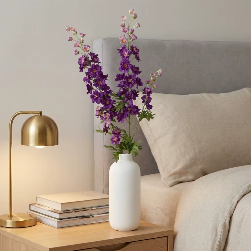 Fleur artificielle de Larkspur à feuilles vertes