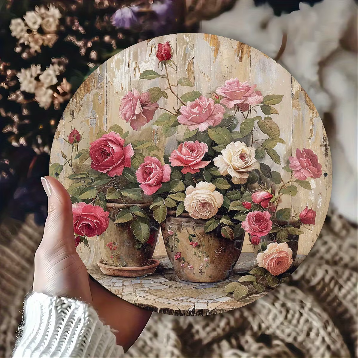 Jardinière ronde en bois 8 pouces 2D