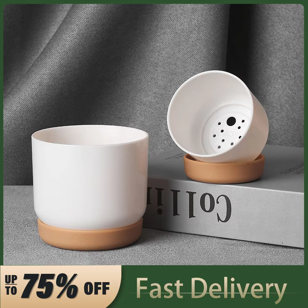 Pot de fleurs rond en plastique