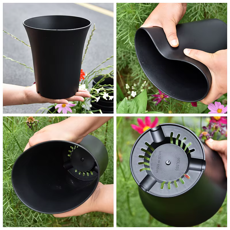 2/5/10 pièces Pot de fleur rond noir boîte de culture épaissie plantes vertes approfondies pot de pépinière de fleurs