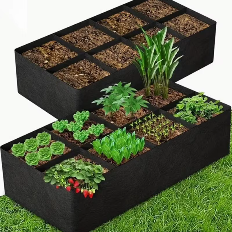 Sac de culture en tissu noir avec 1 à 8 trous, pot de pépinière rectangulaire surélevé réutilisable pour plantes, fleurs et légumes d'extérieur