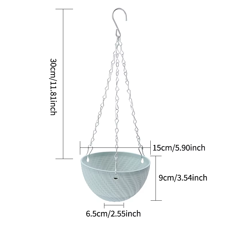 Jardinière suspendue tissée avec crochet en métal et plateau de drainage – Panier décoratif suspendu à chaîne pour plantes d'intérieur