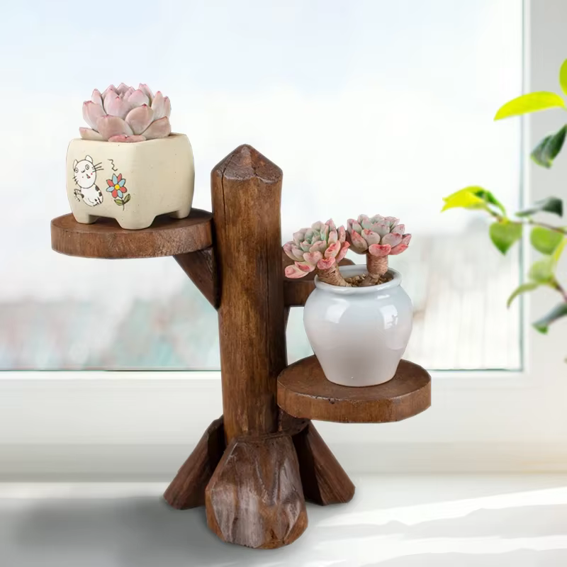 Support pour plantes succulentes en bois fait à la main
