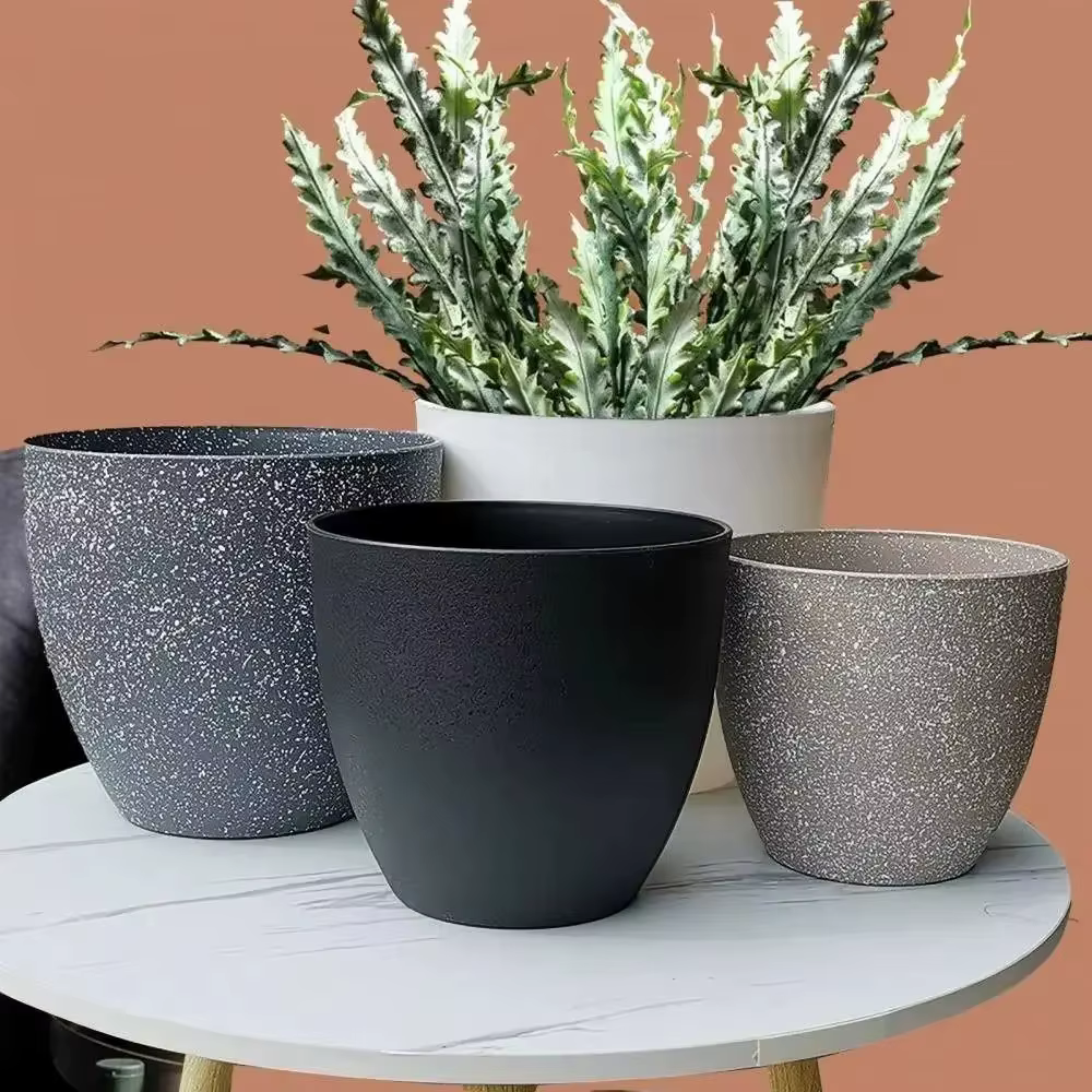 Pot de fleurs bonsaï en pierre d'imitation givrée
