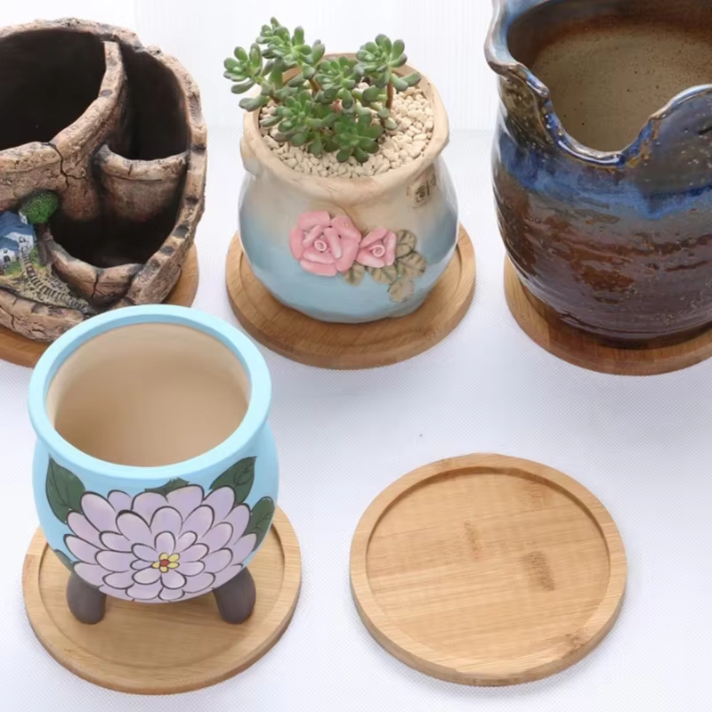 Plateau multi-bambou, soucoupe en bois