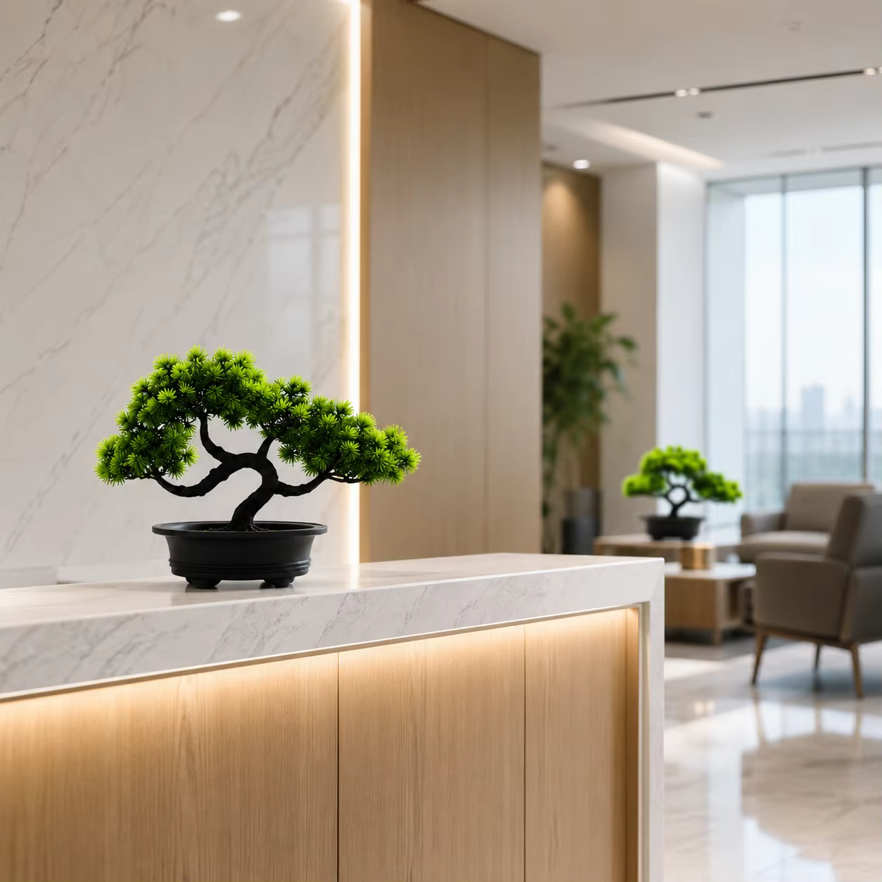 1 pièce Plante artificielle de pin Bonsaï pour la décoration de table