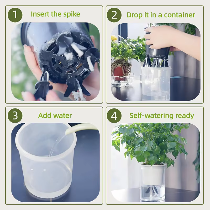 5/50 pièces – Kits d'arrosage automatique pour plantes d'intérieur avec pics absorbants et cordes en coton – Système