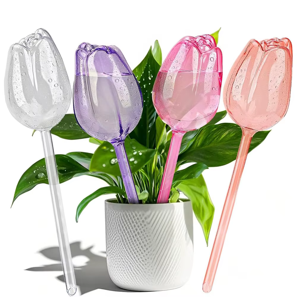 2/4 pots auto-arrosants en forme de tulipe