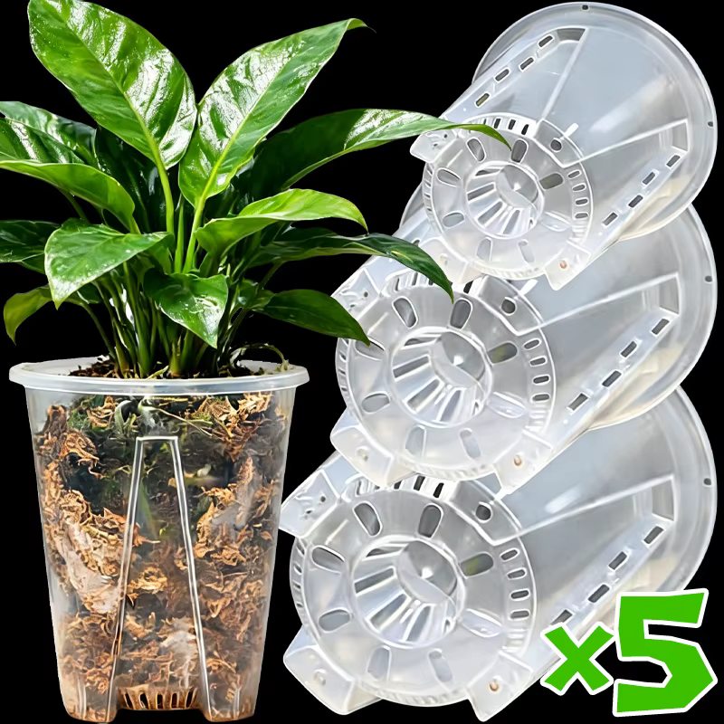 Pot de fleurs transparent respirant en plastique pour contrôle des racines