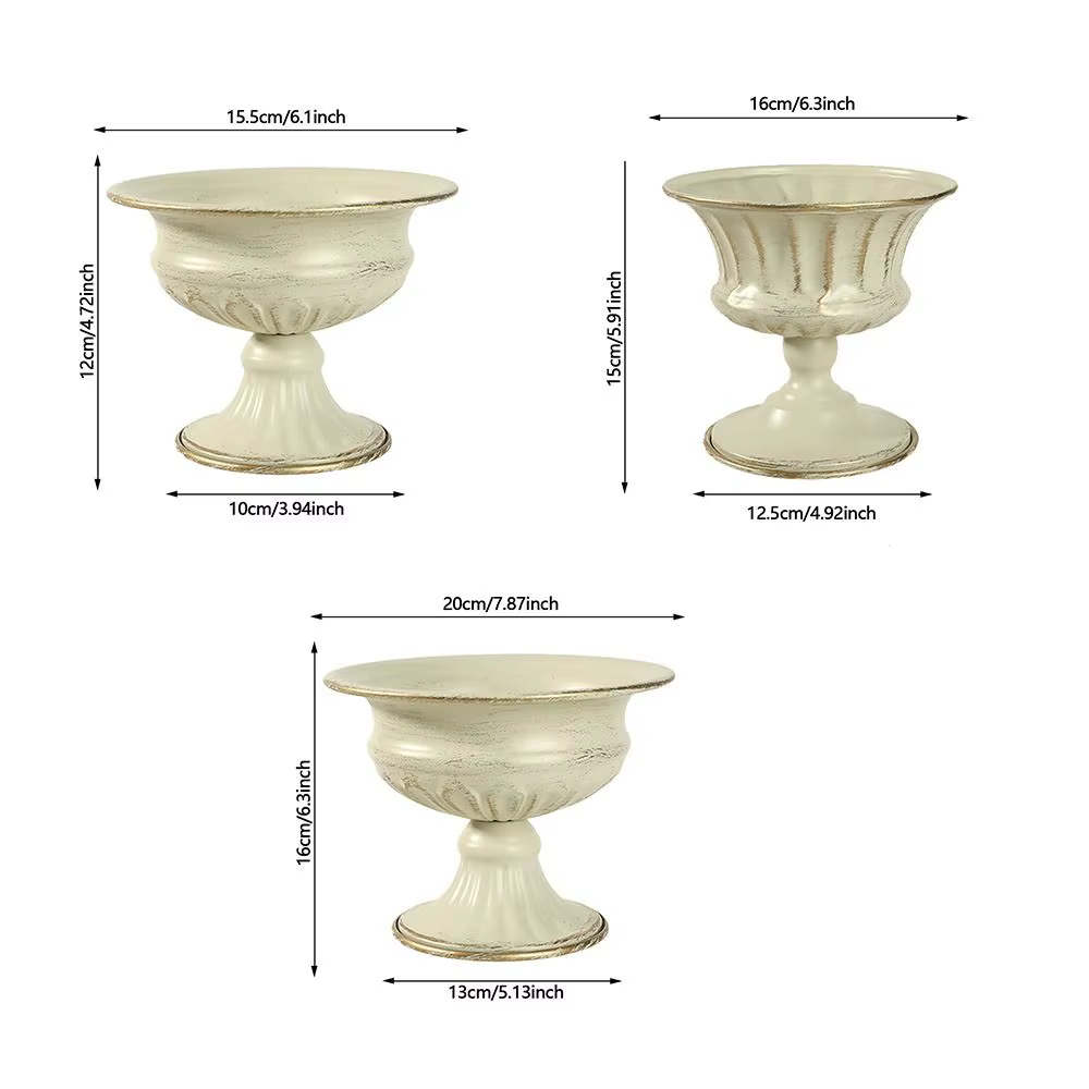 Pot de fleurs vintage en métal blanc
