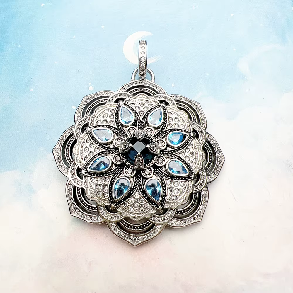 Pendentif fleur de Lotus bleu, bijoux d'été flambant neufs, accessoires en argent Sterling 925, cadeau Vintage pour femmes
