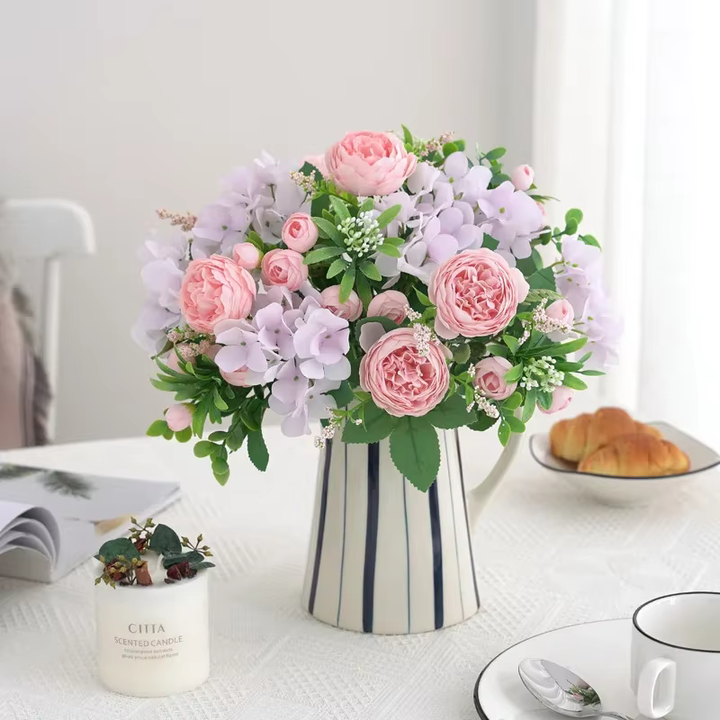 Bouquets en soie bleue