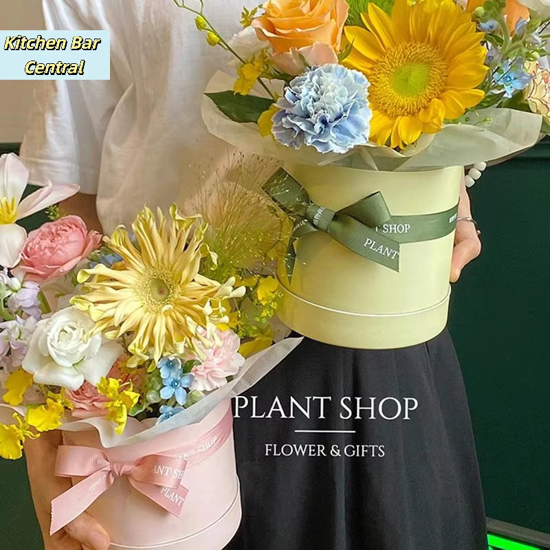 【Boîte-cadeau ronde pour fleurs