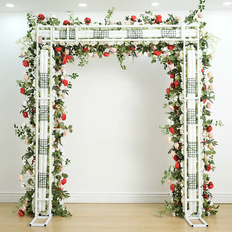A8889 Haricots bordeaux ​ Décor de rangée de fleurs vertes roses