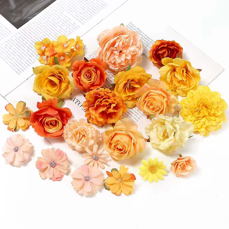 Têtes de fleurs artificielles roses de la série orange