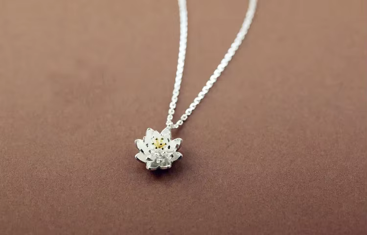 Colliers et pendentifs lotus en argent Sterling 925 pour femmes, bijoux en argent Sterling de haute qualité