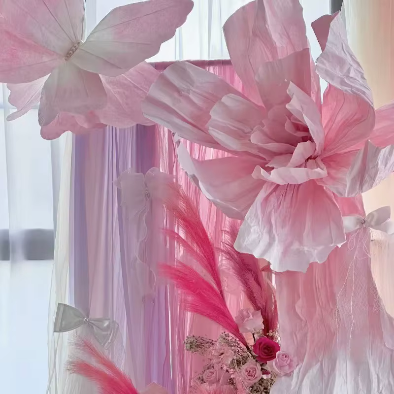 Fleur géante en papier irisée artificielle pour décorations de plafond de mariage