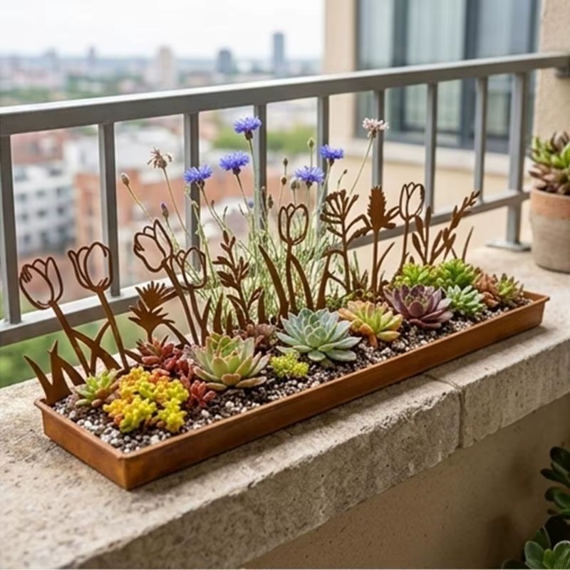 Boîte à fleurs en métal Antique