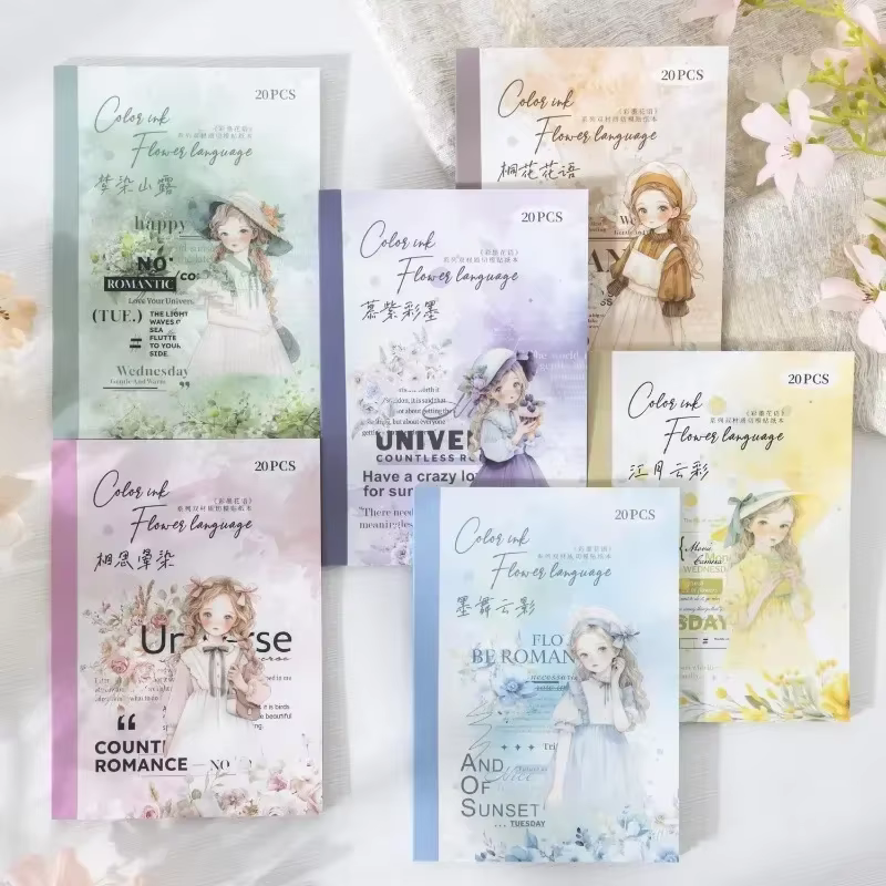 20 pièces épissage fleur langue matériel anglais main compte journal Scrapbook couleur encre autocollants pack motif