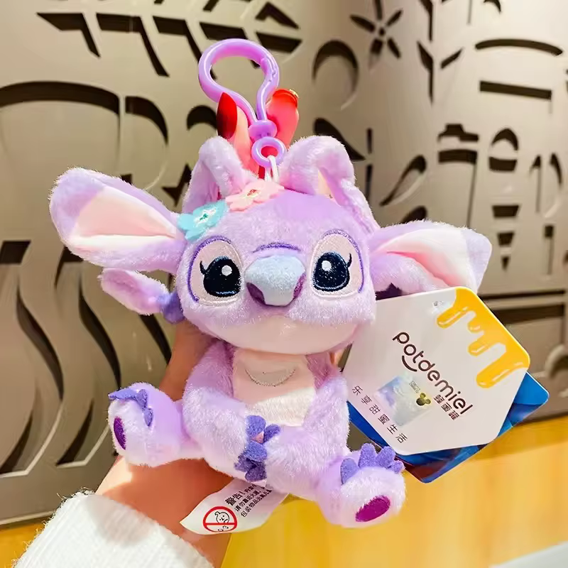 Porte-clés en peluche Stitch Potdemiel, décoration pour sac à dos, jouet chiot interstellaire, cadeau d'anniversaire, accessoires pour sac et casquette