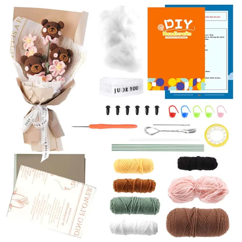 Kit de crochet de bouquet de fleurs pour adultes et débutants
