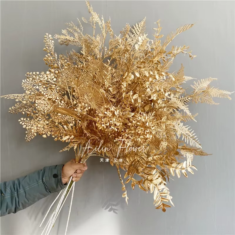 Matériaux d'arrangement de fleurs artificielles série dorée