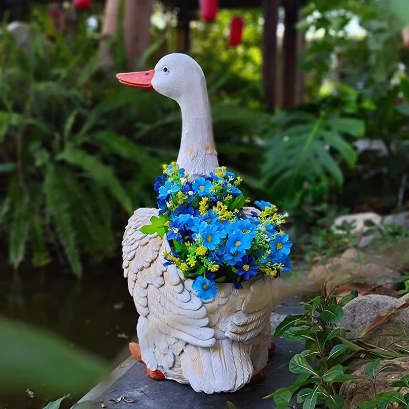 Pot de fleur de canard de dessin animé pour jardin extérieur