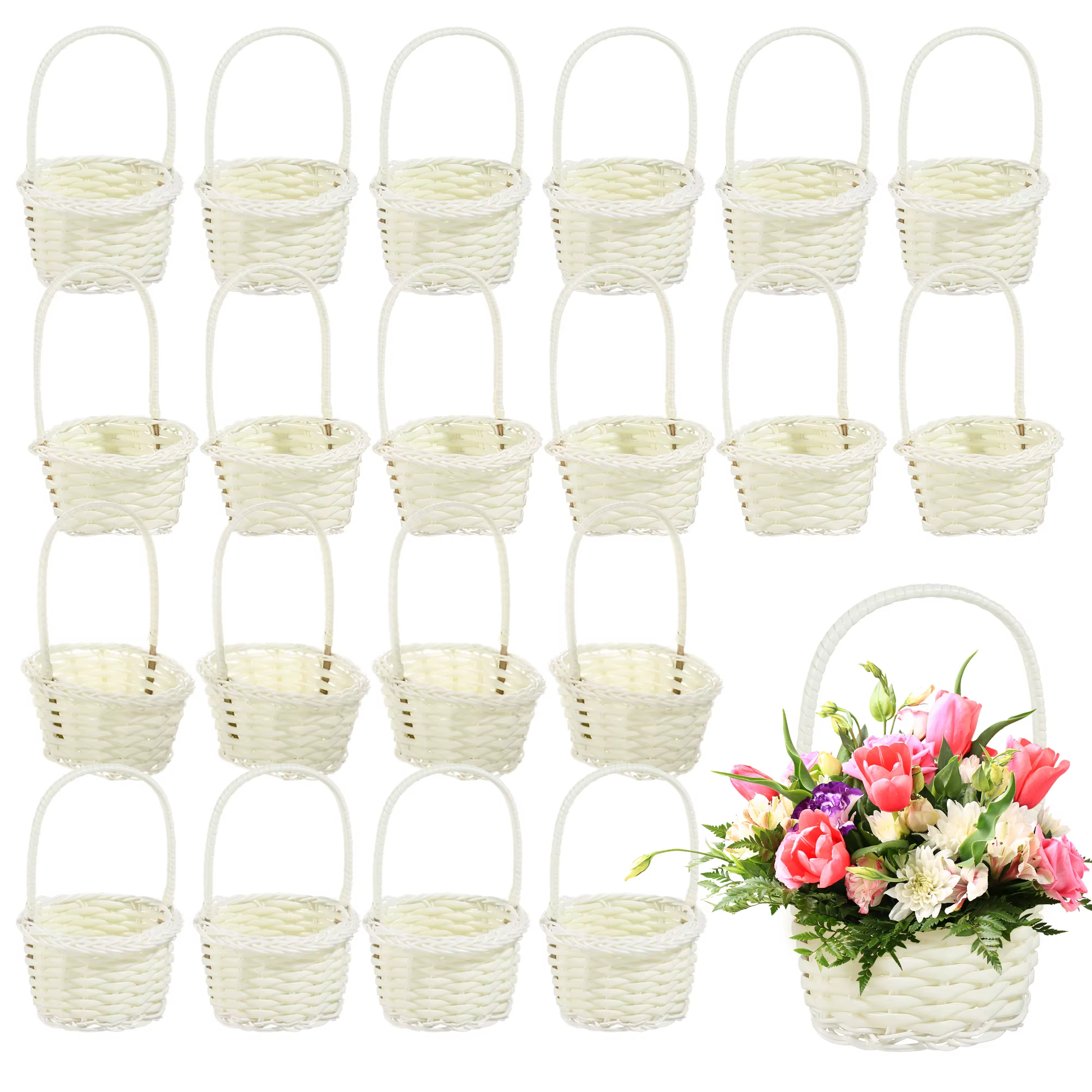 Mir de Rangement de Fleurs de Mariage Tissé à la Main avec Poignée