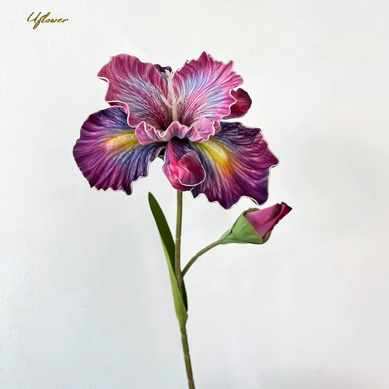 Uflower 45 cm fleur artificielle Rose Bouquet Iris Alice EVA sensation fausse