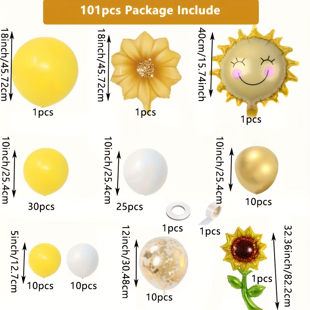 Ensemble de guirlandes de ballons jaune tournesol