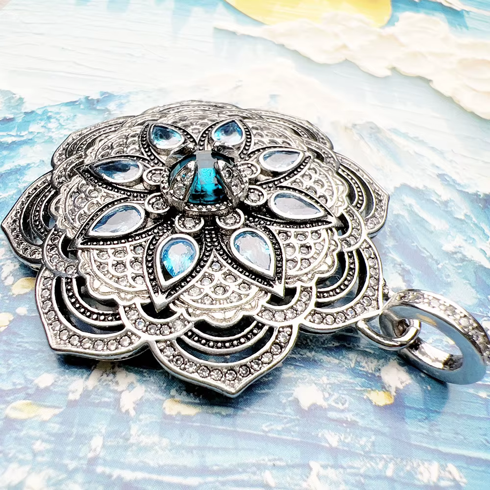 Pendentif fleur de Lotus bleu, bijoux d'été flambant neufs, accessoires en argent Sterling 925, cadeau Vintage pour femmes