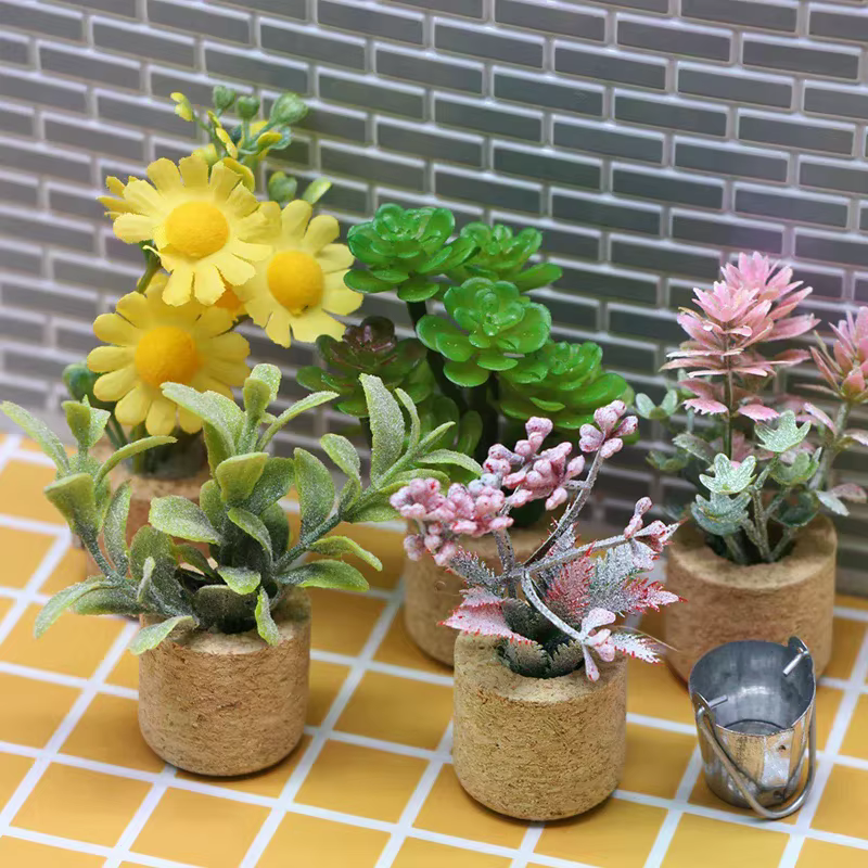 Maison de poupée 1:12, Simulation de plante florale en pot