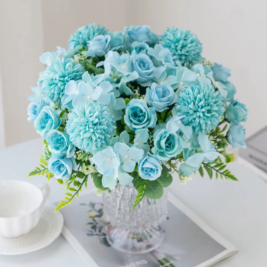 Bouquet de roses artificielles en soie