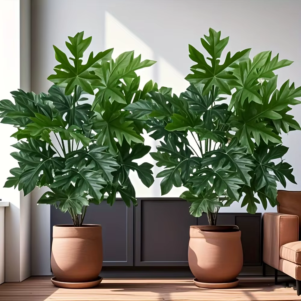 Feuilles de papaye de plante verte simulée de 65cm