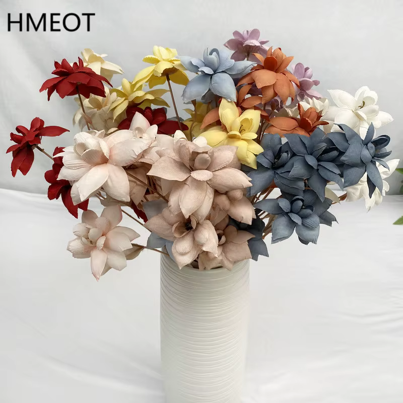 6 têtes de petites fleurs artificielles en soie blanches pour la décoration de table à la maison