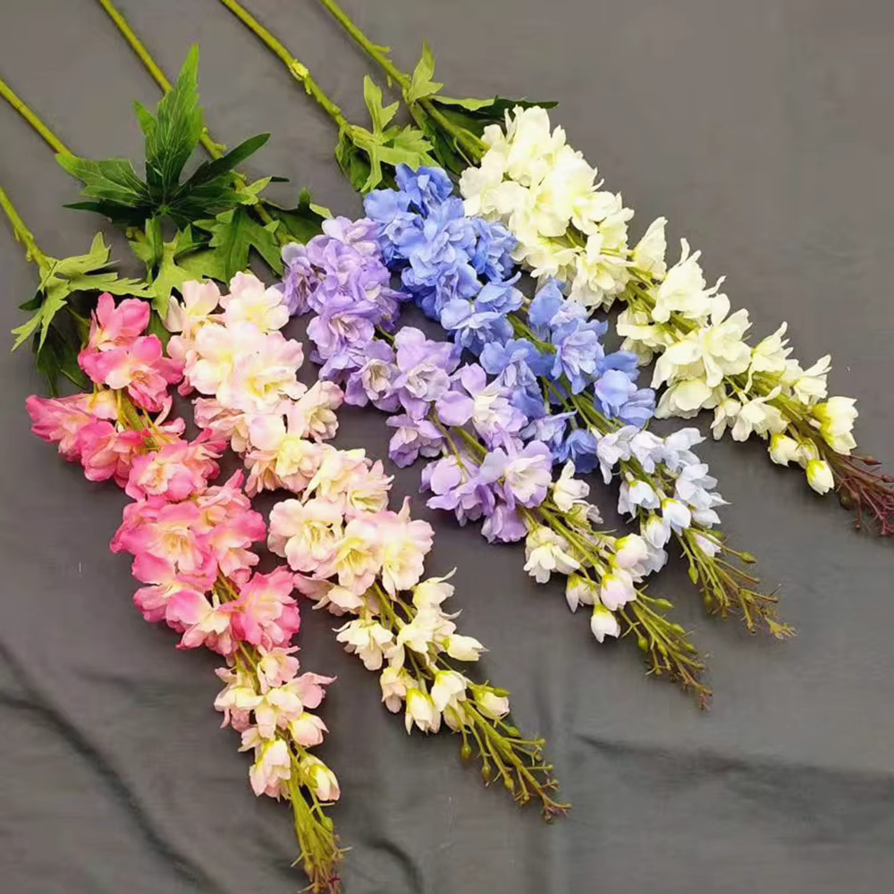 Branche de fleur de Delphinium artificielle avec longue tige simulée plante
