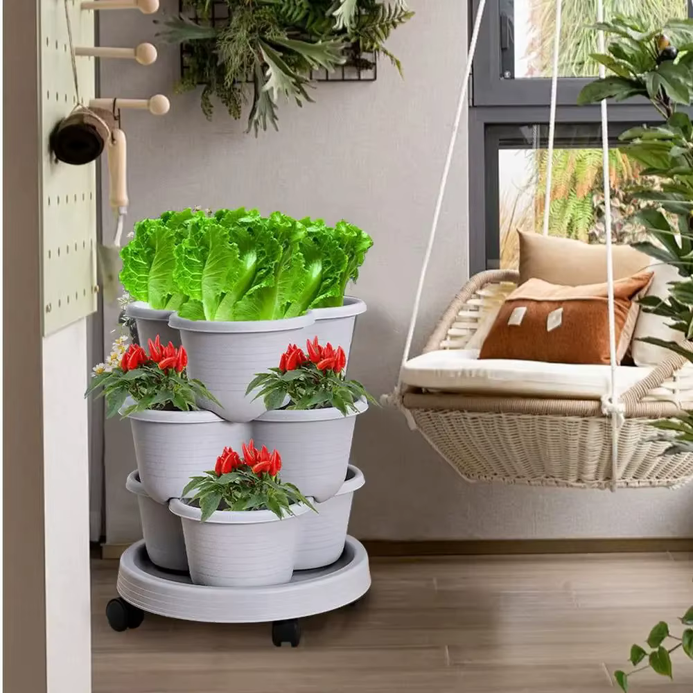 Nouveau pot de fleurs vertical empilable
