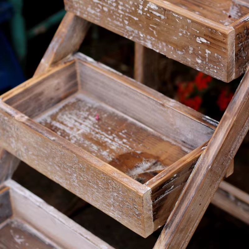 Support pour plantes à plusieurs niveaux en bois