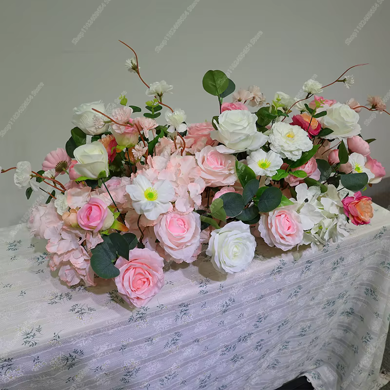 Rose chrysanthème plantes vertes feuille sol Arrangement Floral centres de Table de mariage