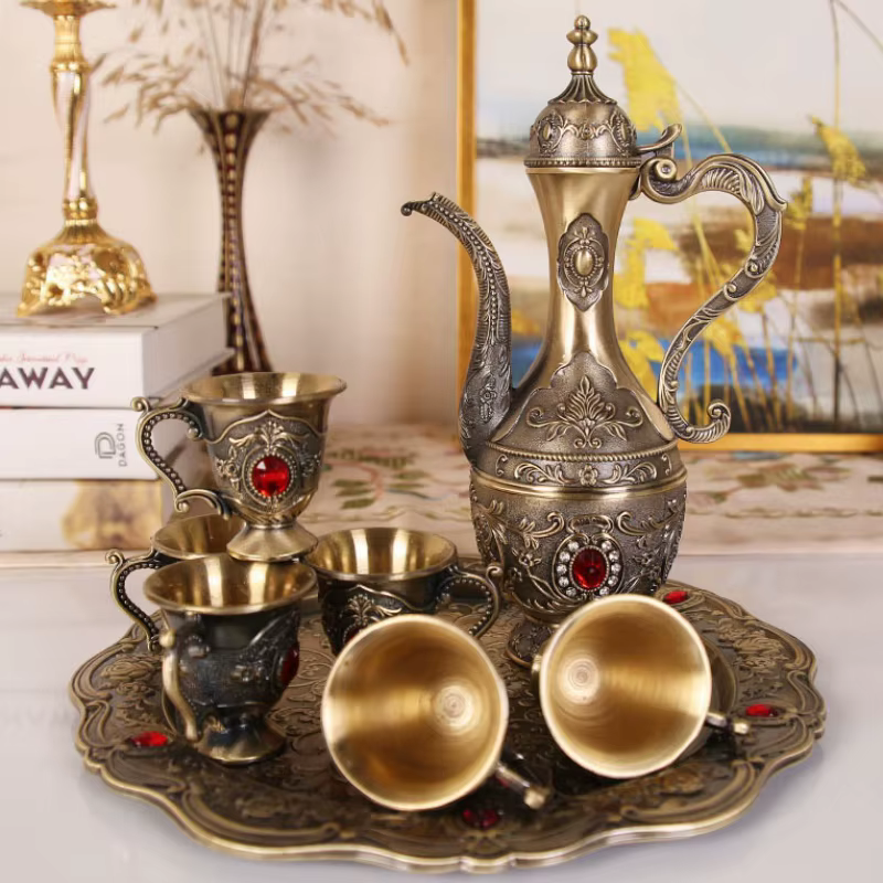 Ensemble de vin européen, ensemble de verres à vin en alliage, verre à vin rouge Vintage, vieux Pot à vin, décoration de salon de maison, 1 ensemble