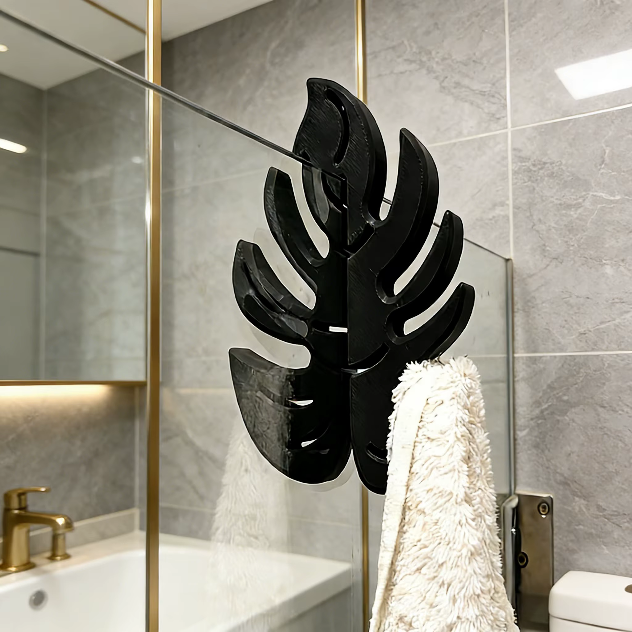 Crochets de salle de bain Monstera vert