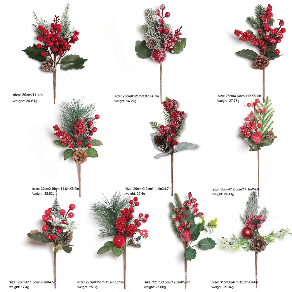 Branche de baies rouges artificielles