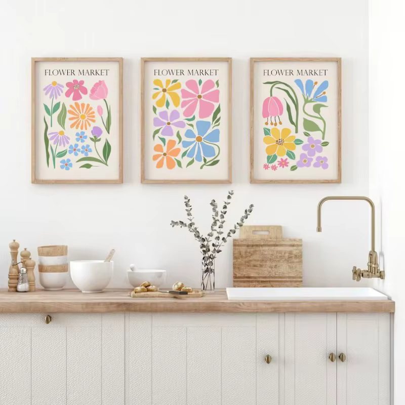 Affiche de ville de marché de fleurs florales abstraites