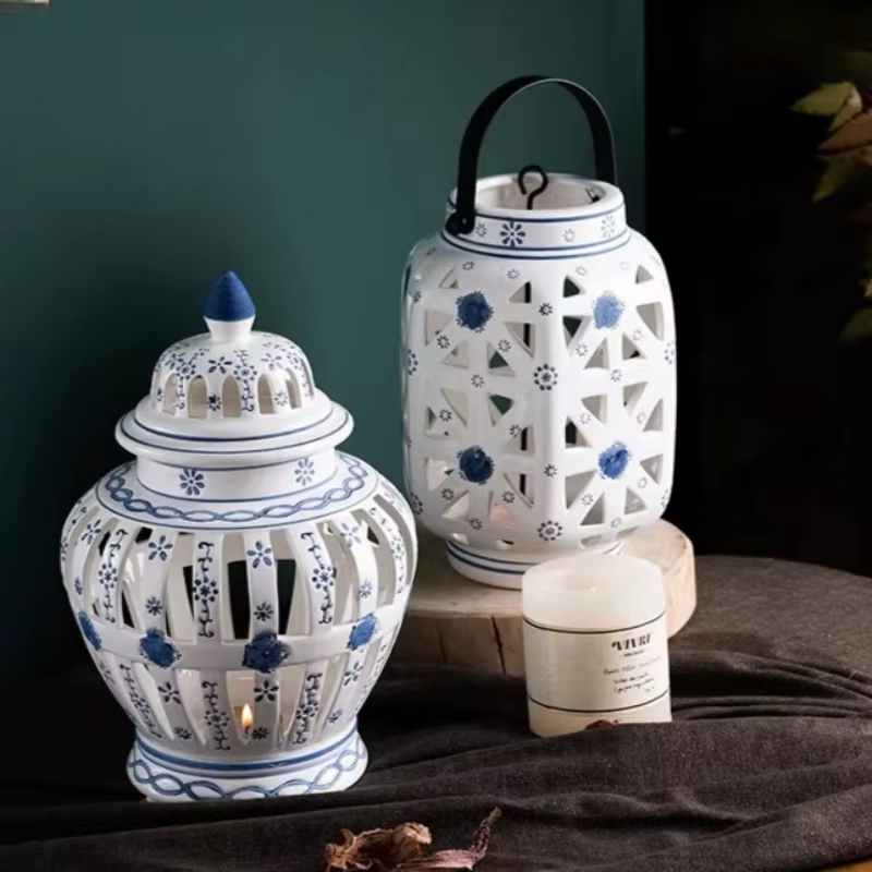 1 pièce Pot décoratif en céramique ajourée de style européen