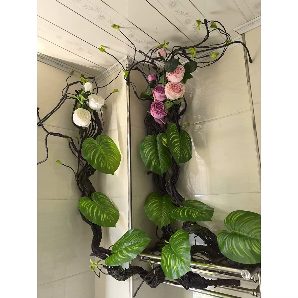 1.75m fleur artificielle vigne rotin malleabilité feuille