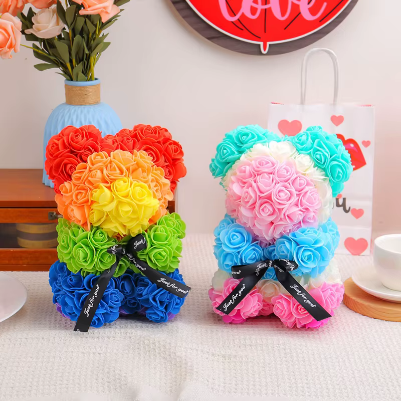Ours en fleurs éternelles pour la Saint-Valentin