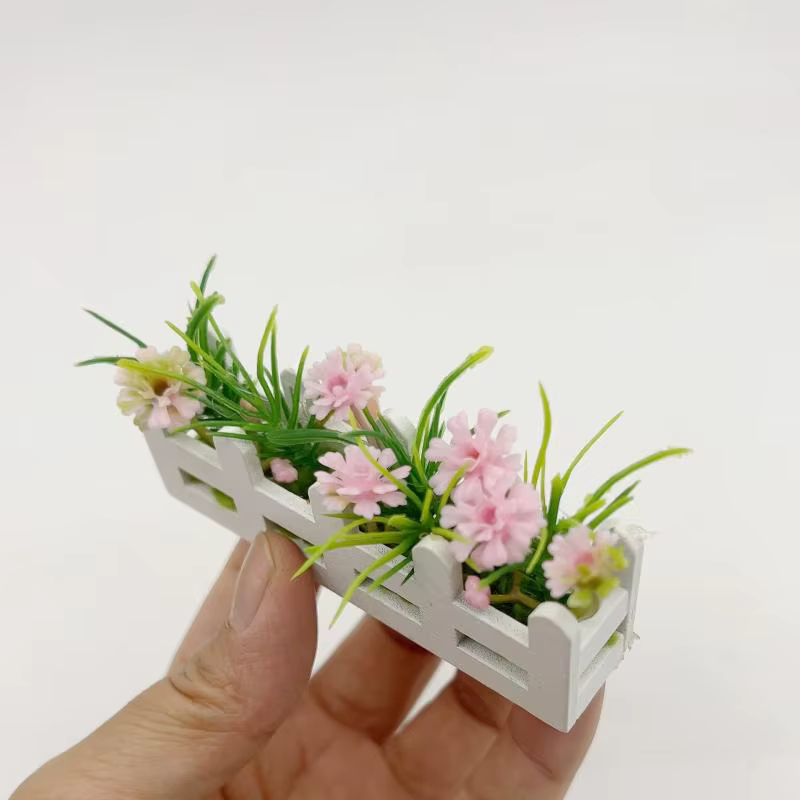 Mini modèle de fleur en pot pour maison de poupée