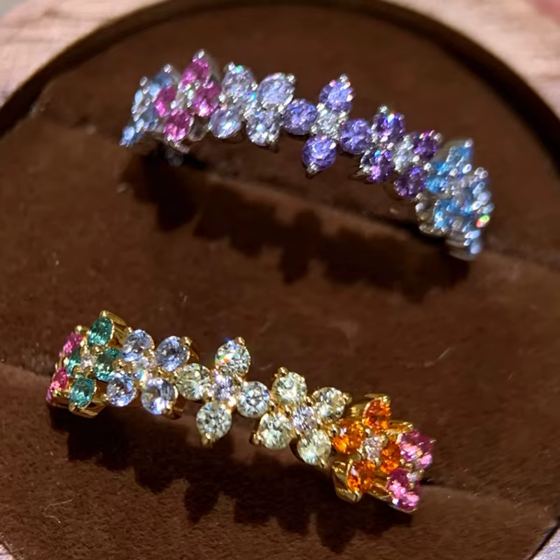 Bague couleur argent en Zircon coloré pour femmes et filles, cadeau de fête de mariage, accessoire de bijoux tendance