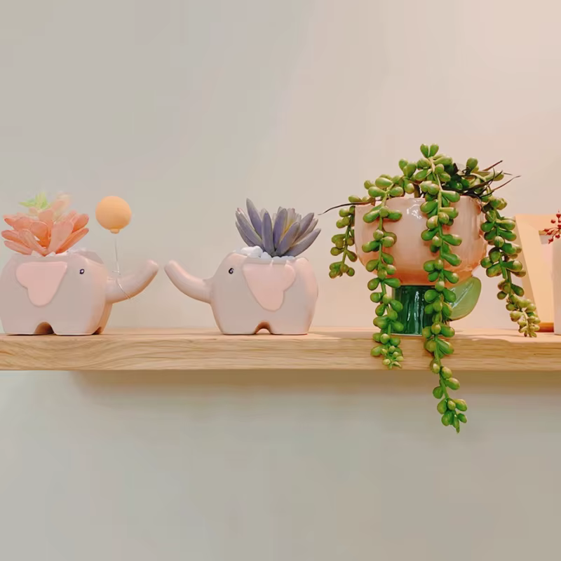Conteneur de fleurs en céramique en forme d'animal mignon